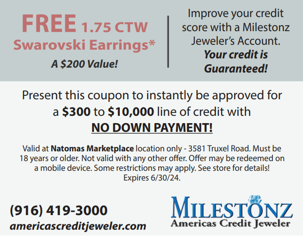 Milestonz Americas Credit Jeweler - online coupon - FREE 1.75 CTW Swarovski Earrings* (A $200 Value) valid until 12/31/24