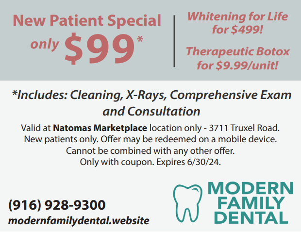 Modern Family Dental - online coupon - New Patient Special only $99*, Whitening for Life for $499!, Therapeutic Botox for $9.99/unit!