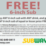 Subway - online coupon - Buy ANY 6-inch sub with ANY drink, and get ANY 6-inch sub of equal or lesser price FREE valid until 12/31/24